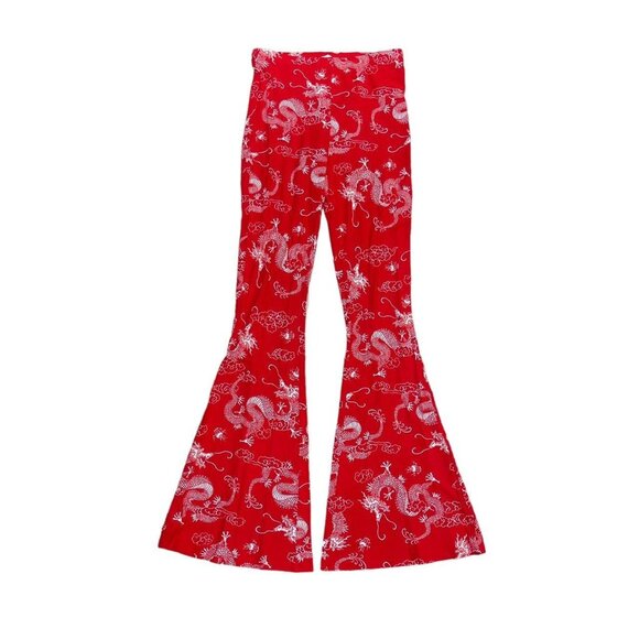 Bear Dance Women's Red Flowy Pants Bell Bottoms - Picture 1 of 3